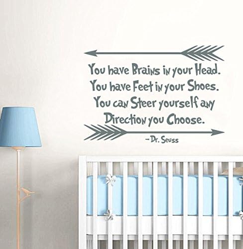 Dr Seuss Quotes Wall Decals You Have Brains In Your Head Wall Decal Quote Vinyl Sticker Nursery Wall Decor Baby Kids Nursery Wall Decals F54