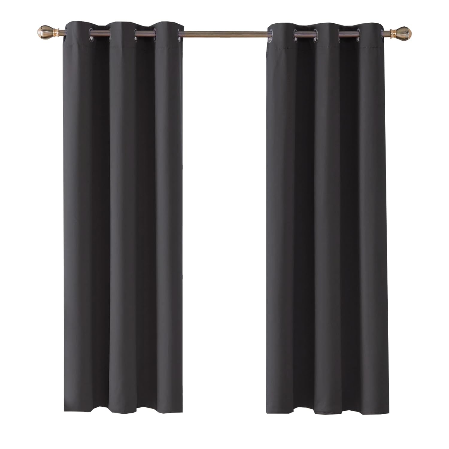 Ev Dekor® EVCRTN01 Thermal Blackout Curtains for Bedroom, Offices, Hotels Windows 90"(228cm) Wide X 90"(228cm) Long, Charcoal - 2 Panels with Tie Backs — image 1