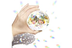 TIRIFER Clear Crystal Suncatcher Ball Prism Glass Sphere Faceted Gazing Ball Rainbow Maker Window Prisms Suncatcher for Window, Sun Catcher(80mm/3.15inch)