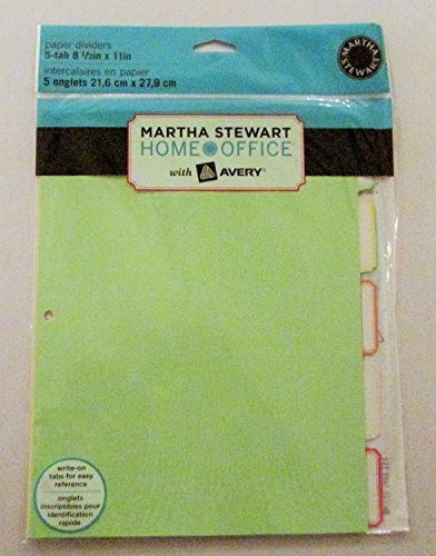 Martha Stewart Home Office with Avery® Paper Dividers, Assorted, 8-1/2 x 11, 5-Tab Set