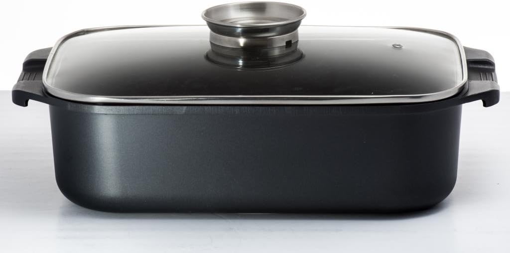 Cucina Mia Ti22 Titanium Coated Non-Stick Roaster - Chicken Roaster, Turkey Roaster, Pork Roaster And More, Induction Hob Ready, Oven Safe And PFOA Free, 9x13 Inches