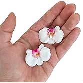 White orchid flower earrings studs polymer clay handmade jewelry