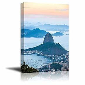 Beautiful Scenery Landscape of Rio De Janeiro View from Corcovado to Sugarloaf Mountain - Canvas Art Wall Art - 12" x 18"