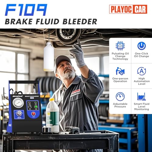 PLAYOCCAR Electric Brake Bleeding Device, 220 V Car Pulsating Automatic Brake Fluid Changer Machine with 1 Waste Oil Container and 1 Adapter Socket, Pressure 0.5-2.5 Bar