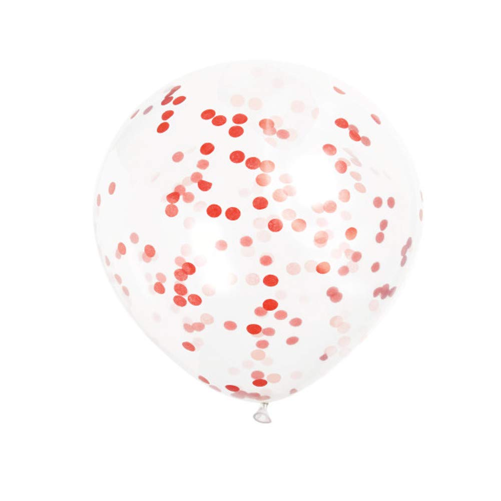Ruby Red Confetti Clear Latex Balloons (30cm) Pack of 6 - Transparent Premium Latex, Perfect for Parties & Celebrations