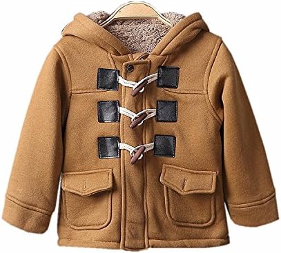 VIVIQ Baby Boys Cotton Fleece Hooded Jacket Outerwear Duffle Coat (2-3 Years, Brown)