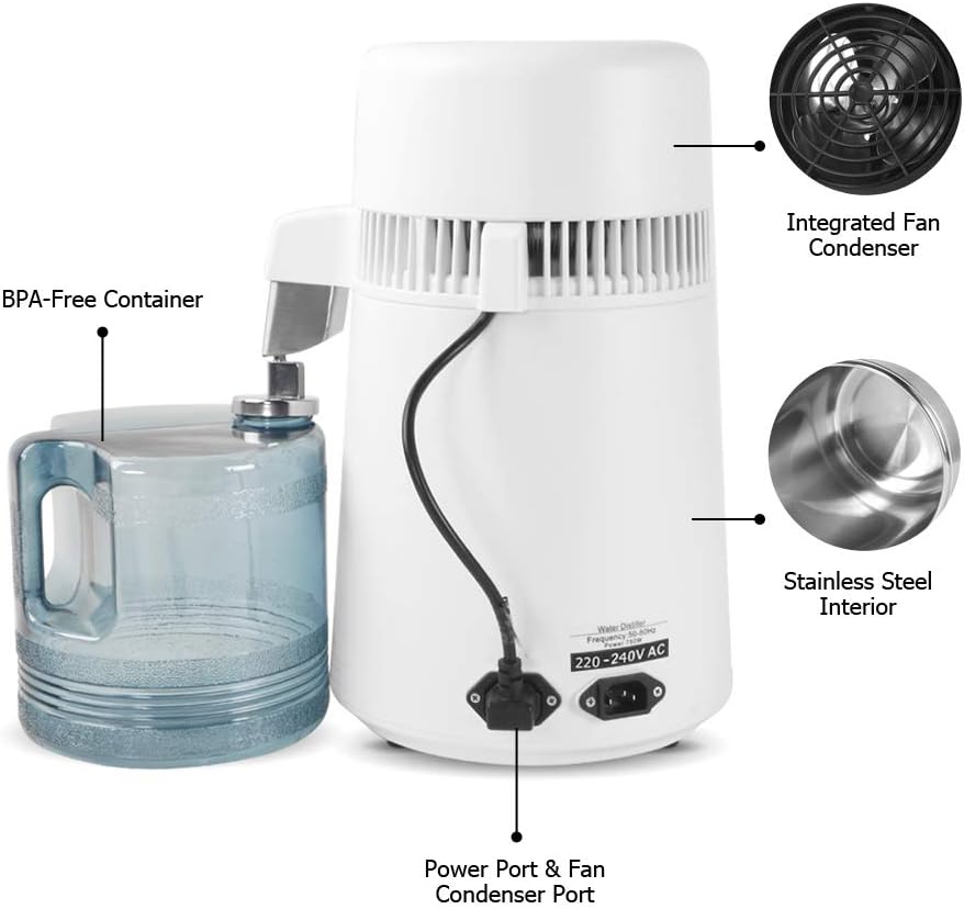 ZOKOP ZB1 4L 220V 750W Countertop Home Water Distiller Machine Fully