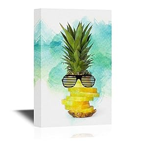 Canvas Wall Art - Cool Pine Apple Wearing Sunglasses - Giclee Print Gallery Wrap Modern Home Art | Ready to Hang - 12x18 inches