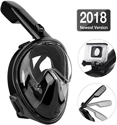 CASFANSTA Snorkel Mask Full Face Easy Breathing 180° View Foldable Snorkeling Mask with Detachable Camera Mount Dry Top Set Anti-Leak Design For Adults And Youth