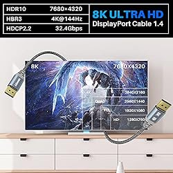 8K DisplayPort 1.4 Cable 15 Feet,Adoreen DP Cord