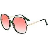 Freckles Mark 70s Super Oversize Square Sunglasses for Women Vintage Rectangular Plastic Frame