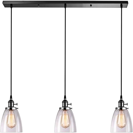 3 Lights Pendant Lighting Industrial Chandelier Copper Finished Kitchen Ceiling Light Lamp With 5 7 Inches Oval Glass Shade Hanging Lamps For Kitchen Island B Amazon Com