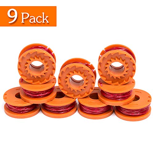 Future Way String Trimmer Replacement Spool Line 0.065 WG163 WG155 WG180 WG175 WG160, Weed Eater String Spool Line 10ft Compatible with Worx WA0010, Cordless Trimmer Edger Replacement (9 PCS)