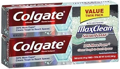Colgate Max Clean SmartFoam Spearmint Blast Toothpaste, 6 oz, 2 count