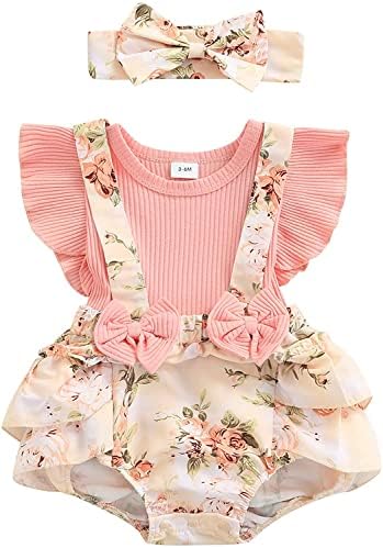 Socutebabe Baby Girl Floral Romper Newborn Dress Ruffle Onesie