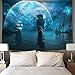 Pirate Boat Tapestry Navigation Decor, Two Sailing Ships and Huge Blue Planet at Mystic Galaxy Night Tapestry Wall Hanging, Large Wall Tapestry Psychedelic Wall Blanket TV Backdrop, 71X60IN