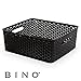 BINO Woven Plastic Storage Basket, Medium– 3 PACK (Black)