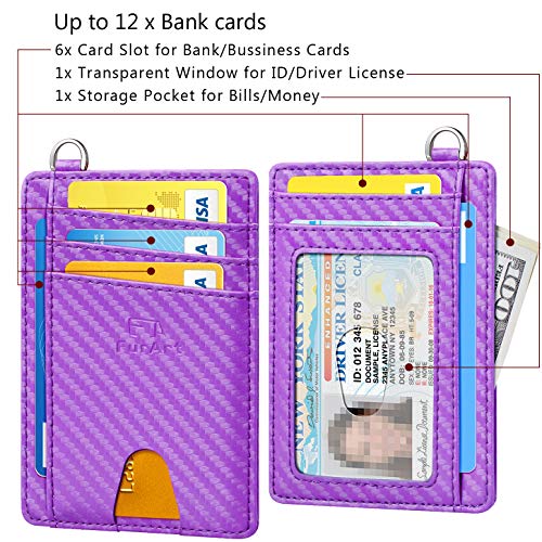 FurArt Slim Minimalist Wallet, Front Pocket Wallets, RFID Blocking, Credit Card Holder with Disassembly D-Shackle