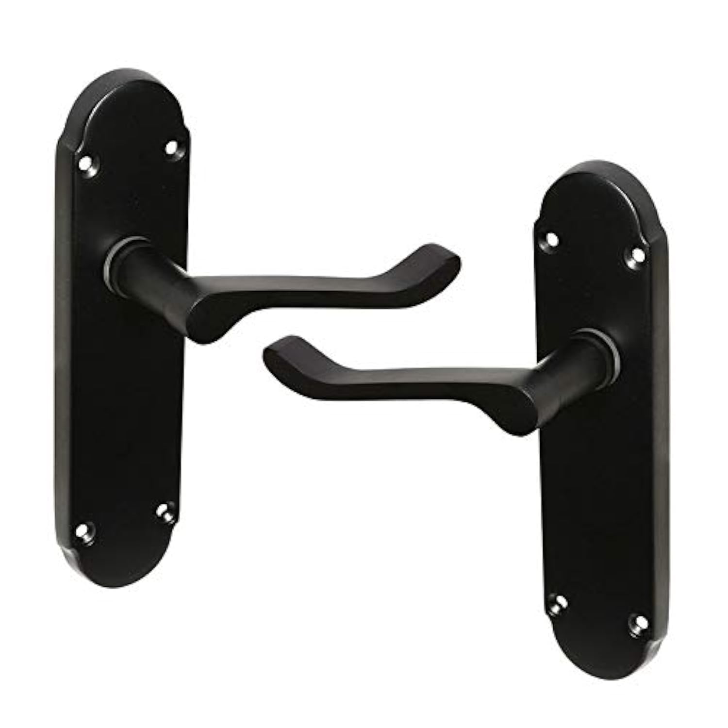 HANDLESTORE Shaped Scroll Matt Black Door Handles 1 Latch Set
