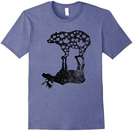Mens Bear Moose Canada T-Shirt - Tee Shirt Large Heather Blue