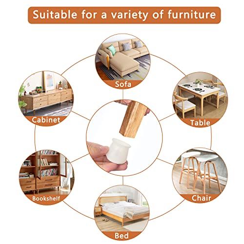16 Pcs Chair Leg Floor Protectors for Hardwood Floors, Silicone Chair Leg Caps to Protect Floors, Felt Bottom Prevent Floor Scratches and Reduce Noise(Fit:0.74\