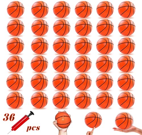 Hymaz 36 Pcs 4 Inch Mini Basketballs Ball for Kids, Rubber Small basketballs with Pump for Kids Basketball Gifts - Inflatable Ball for Basketballs Hoop, Geart for Sports Beach Pool Theme Party Favor