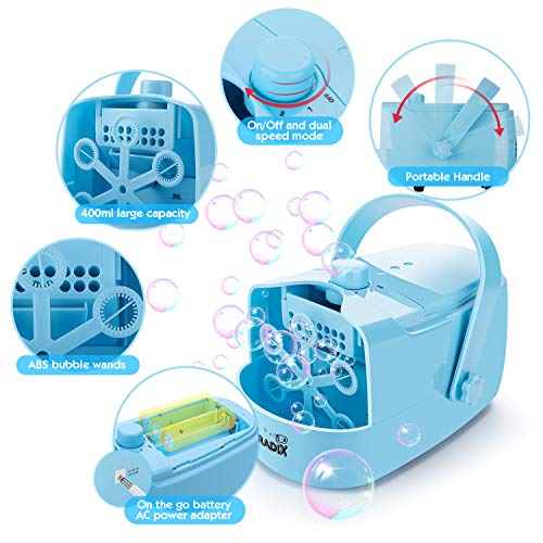 Peradix Bubble Machine, Automatic Bubble Maker /Blower Upgraded for Wedding, Birthday, Disco Stages, Party, Upgrade cellular air outlet, Best Gift for Kids Boys Girls (Blue)