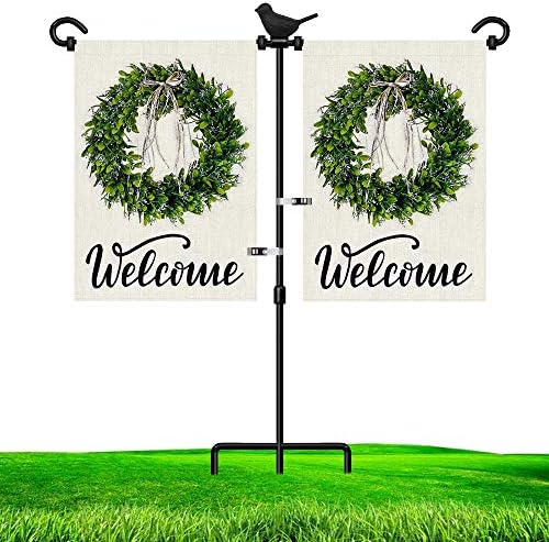 LAIRIES Garden Flag Stand Holder for Double Flags