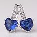 GULICX White Gold Tone Sapphire Color Blue Huggie Hoop Earrings Leverback Heart Shape Women Girls