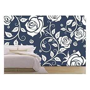 Vector - Floral Seamless Pattern with with Blooming Rose Flowers - Removable Wall Mural | Self-Adhesive Large Wallpaper - 66x96 inches