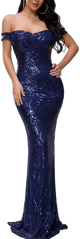 Lin Lin Q Women Bra Sequin Maxi Evening Party Dress