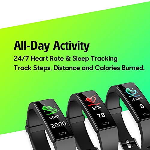 ZURURU Fitness Tracker with Blood Pressure Heart Rate Sleep Monitor, IP68 Waterproof Activity Tracker HR Fit Smart Watch with 10 Sport Modes Pedometer Calorie Step Counter for Fitbit Women Men Kids