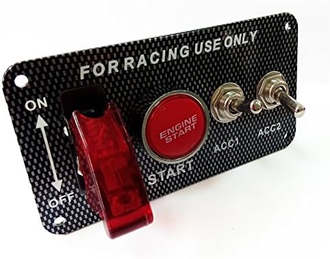 Vennas Ignition Switch Panel DC12V LED Carbon Fibre Toggle Engine Start Push Button 12V Power Toggle Switch for Car Truck Racing