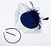 Cizoe Fascinators Hats 20s 50s Hat Pillbox Hat Cocktail Tea Party Headwear with Veil for Girls and Women(B-navy)