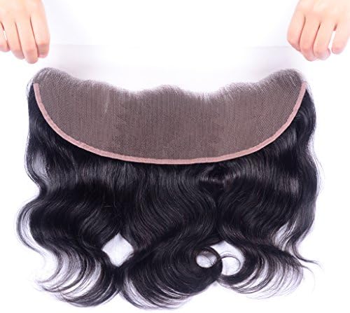 AliBarbara 8a Peruvian Virgin Hair Body Wave Lace Frontal Closure 13x4 Free Part with Baby Hair Bleached Knots Natural Color 8-20 inches (16 inch)