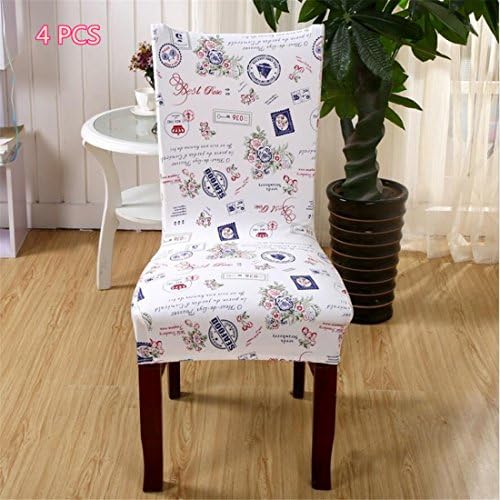 PASSIONS 4PCS Universal Dinning Room Stool Chair Seat Cover Stretch Printed Chair Cover Protector Seat Slipcover