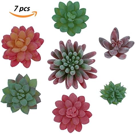 Realistic Colorful Artificial Succulent Plants 7pcs - Premium Faux Fake Unpotted Succulents, Decoration for Home, Garden, Kitchen, Bedroom. For Terrarium, Pot, Planter, Bouquet, Centerpiece, Corsage