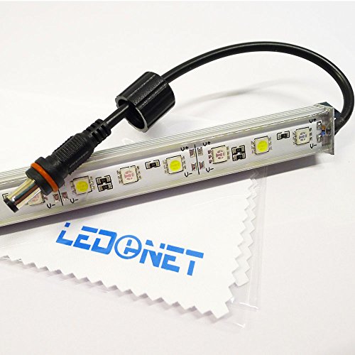 LEDENET 12V DC 20" 5050 Aquarium LED Light - Waterproof Aluminum Lighting 15LEDs Cold White SMD 15LEDs Blue SMD Fish Tank Strip Lamp 50CM Long (20" White+Blue Light)