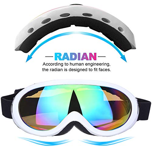 Rngeo Ski Goggles, Pack of 2, Snowboard Goggles for Kids, Boys & Girls, Youth, Men & Women, with UV 400 Protection, Wind Resistance, Anti-Glare Lenses, 2018 New Edition