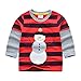 Little Boys Long Sleeve T-Shirt Kids Cotton Tops Toddler Tees Christmas Stripe Tees (3-4Years, Red)