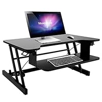 Binxin Height Adjustable Standing Desk Converter, Sit Stand Desk Riser, Computer Workstation Supports up to 50 lbs (Black)