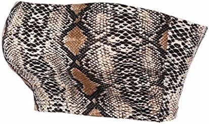 HitZoom Women Sexy Strapless Snake Skin Print Slim Fit Crop Tops Camisole