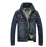 Stunner Men's Casual Slim Turn Down Collar Ripped Denim Jacket