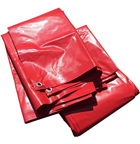 20-Foot by 30-Foot Multi-Purpose 100% Waterproof Red Heavy Duty PVC Vinyl Tarp Cover 12 Mil Thickness for Inflatables, Tents, and Weather Protection