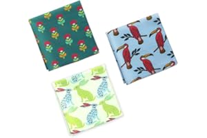 HexaFun 100% Pure Organic Cotton Unisex Handkerchief, Multi-color & Printed, Soft & Stylish, Hankies for Men & Women