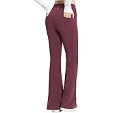 baleaf Womens Cotton Flare Yoga Pants High Waisted Bootcut Bell Bottom Leggings Dressy Work Office Trousers