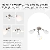 MiniSun Modern 3 Way Brushed Chrome Pendant Light with Frosted Glass 3000K view 2
