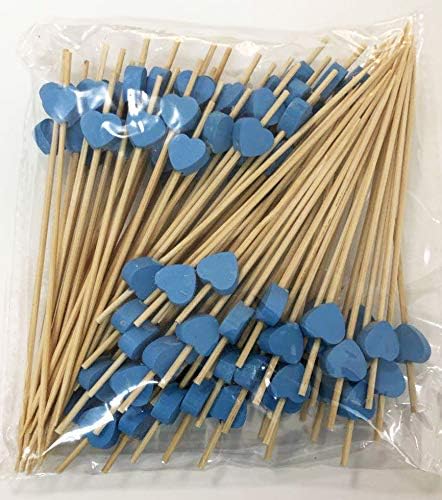 AILEXI Cocktail Sticks 100 Counts Wooden Toothpicks Party Supplies Frill Finger Food Fruits Sandwich Nibbles - Blue Hearts - Image 4