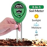 Soil pH Meter, 3-in-1 Soil Test Kit For Moisture, Light &amp; pH, A Must Have For Home And Garden, Lawn, Farm, Plants, Herbs &amp; Gardening Tools, Indoor/Outdoors Plant Care Soil Tester (No Battery Needed)