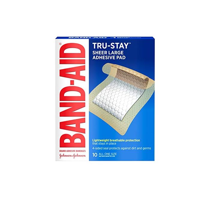 Band-Aid Brand Tru-Stay Adhesive Pads, Large, 10 Count (6 Pack)